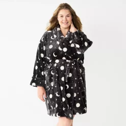 Plus Size Sonoma Goods For Life® Short Plush Robe -Glamix Store 5574695 Gray Celestial