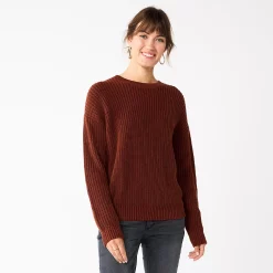 Women's Sonoma Goods For Life® Textured Drop-Shoulder Sweater -Glamix Store 5579623 Brown