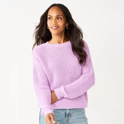 Women's Sonoma Goods For Life® Textured Drop-Shoulder Sweater -Glamix Store 5579623 Lavender