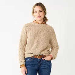 Women's Sonoma Goods For Life® Textured Drop-Shoulder Sweater -Glamix Store 5579623 Tan Marl