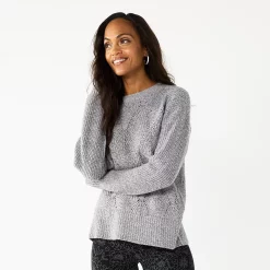 Women's Sonoma Goods For Life® Diamond Stitch Pullover Sweater -Glamix Store 5579763 Gray