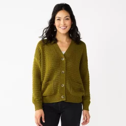 Women's Sonoma Goods For Life® Cropped Cardigan -Glamix Store 5581344 Olive