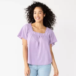 Women's Sonoma Goods For Life® Flutter Shoulder Top -Glamix Store 5583549 Light Purple