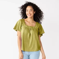 Women's Sonoma Goods For Life® Flutter Shoulder Top -Glamix Store 5583549 Olive