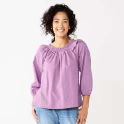 Women's Sonoma Goods For Life® Ruffle Shoulder Peasant Top -Glamix Store 5584039 Light Purple