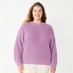 Plus Size Sonoma Goods For Life® Drop Shoulder Sweater -Glamix Store 5585467 Lavender