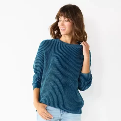 Petite Sonoma Goods For Life® Drop Shoulder Pullover Sweater -Glamix Store 5587850 Blue