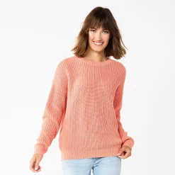 Petite Sonoma Goods For Life® Drop Shoulder Pullover Sweater -Glamix Store 5587850 Coral
