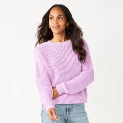Petite Sonoma Goods For Life® Drop Shoulder Pullover Sweater -Glamix Store 5587850 Lavendar