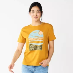 Women's Sonoma Goods For Life® Relaxed Graphic Tee -Glamix Store 5596692 Gold Enjoy Nature