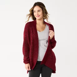 Women's Sonoma Goods For Life® Plush Cardigan -Glamix Store 5597627 Berry Shine