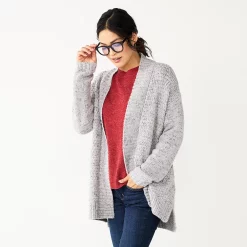 Women's Sonoma Goods For Life® Plush Cardigan -Glamix Store 5597627 Silver Gray Shine