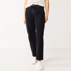 Women's Sonoma Goods For Life® Ultra High Rise Vintage-styled Straight-Leg Jeans -Glamix Store 5616387 Black Wash