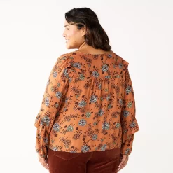 Plus Size Sonoma Goods For Life® Ruffle Peasant Top -Glamix Store 5662063 ALT