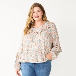 Plus Size Sonoma Goods For LifeĀ® Ruffle Peasant Top