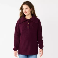 Maternity Sonoma Goods For Life® Nursing Henley Sweater -Glamix Store 5666231 Berry