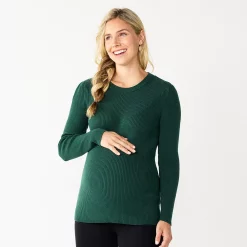 Maternity Sonoma Goods For Life® Fitted Puff Sleeve Sweater -Glamix Store 5666269 Green