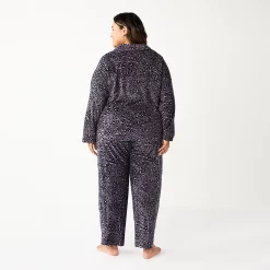 Plus Size Sonoma Goods For Life® Velour Pajama Shirt & Pajama Pants Sleep Set -Glamix Store 5675146 ALT