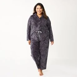 Plus Size Sonoma Goods For Life® Velour Pajama Shirt & Pajama Pants Sleep Set -Glamix Store 5675146 ALT2