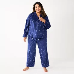 Plus Size Sonoma Goods For Life® Velour Pajama Shirt & Pajama Pants Sleep Set