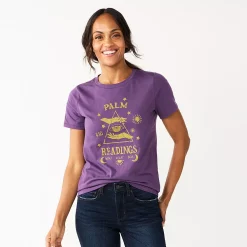 Women's Sonoma Goods For Life® Short Sleeve Graphic Tee -Glamix Store 5686029 Purple Palm Reading