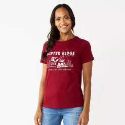 Women's Sonoma Goods For Life® Short Sleeve Christmas Graphic Tee -Glamix Store 5686036 Winter Ridge