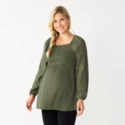 Maternity Sonoma Goods For Life® Smocked Bodice Empire Top -Glamix Store 5686595 Green