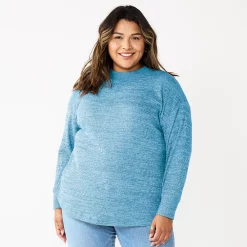 Plus Size Sonoma Goods For Life® Mockneck Waffle Top -Glamix Store 5686673 Navy