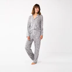 Women's Sonoma Goods For Life® Knit Pajama Shirt & Pajama Pants Sleep Set -Glamix Store 6076381 ALT2