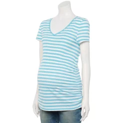Maternity Sonoma Goods For Life® Essential V-Neck Tee -Glamix Store 6120474 Blue White Stripe