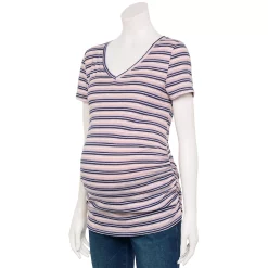 Maternity Sonoma Goods For Life® Essential V-Neck Tee -Glamix Store 6120474 Multi Stripe