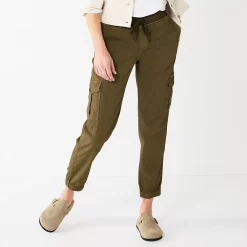 Women's Sonoma Goods For Life® Mid Rise Pull On Jogger Pants -Glamix Store 6120482 Olive