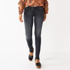 Women's Sonoma Goods For Life® Supersoft Stretch Midrise Skinny Jeans -Glamix Store 6124976 Gray Raw Hem